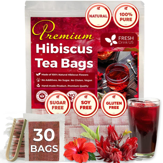 FreshDrinkus Hibiscus Tea Bags - front view