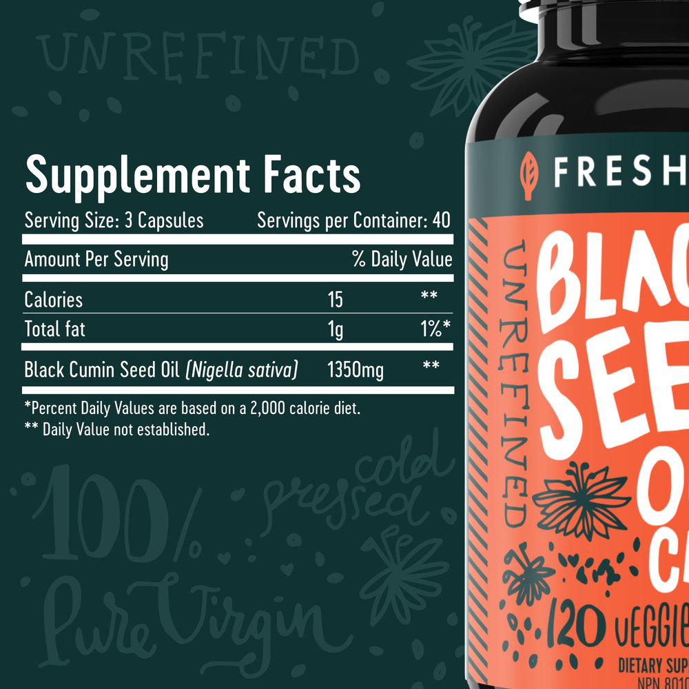 Graphic illustrating thymoquinone content in Freshfield Black Seed Oil