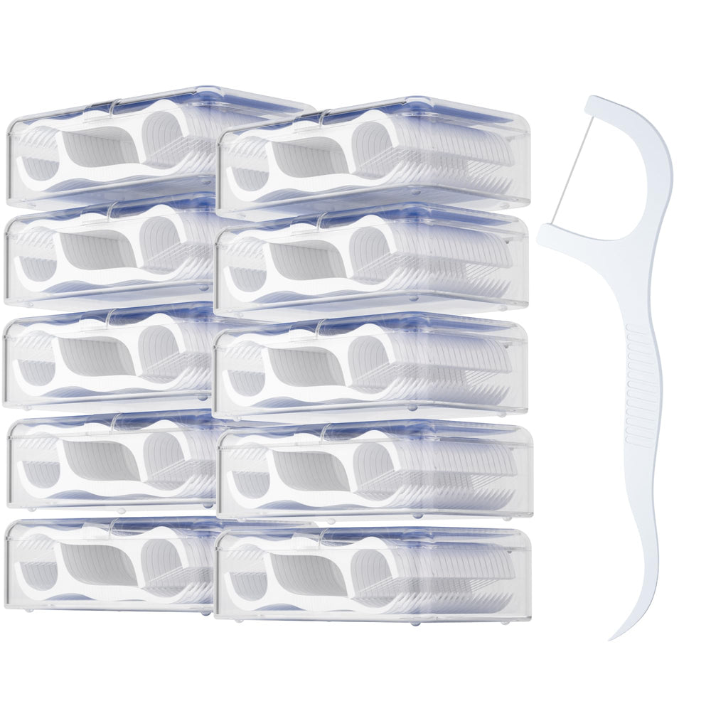 FRESHLIX 500-count Gen 3 dental floss picks package with 10 travel cases