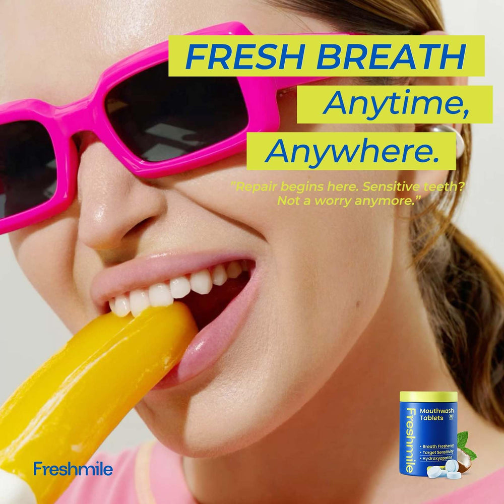 On-the-go travel-friendly Freshmile mouthwash tablets