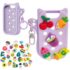 Frezonika croc-style holder in purple keeps sanitizer secure and stylish.