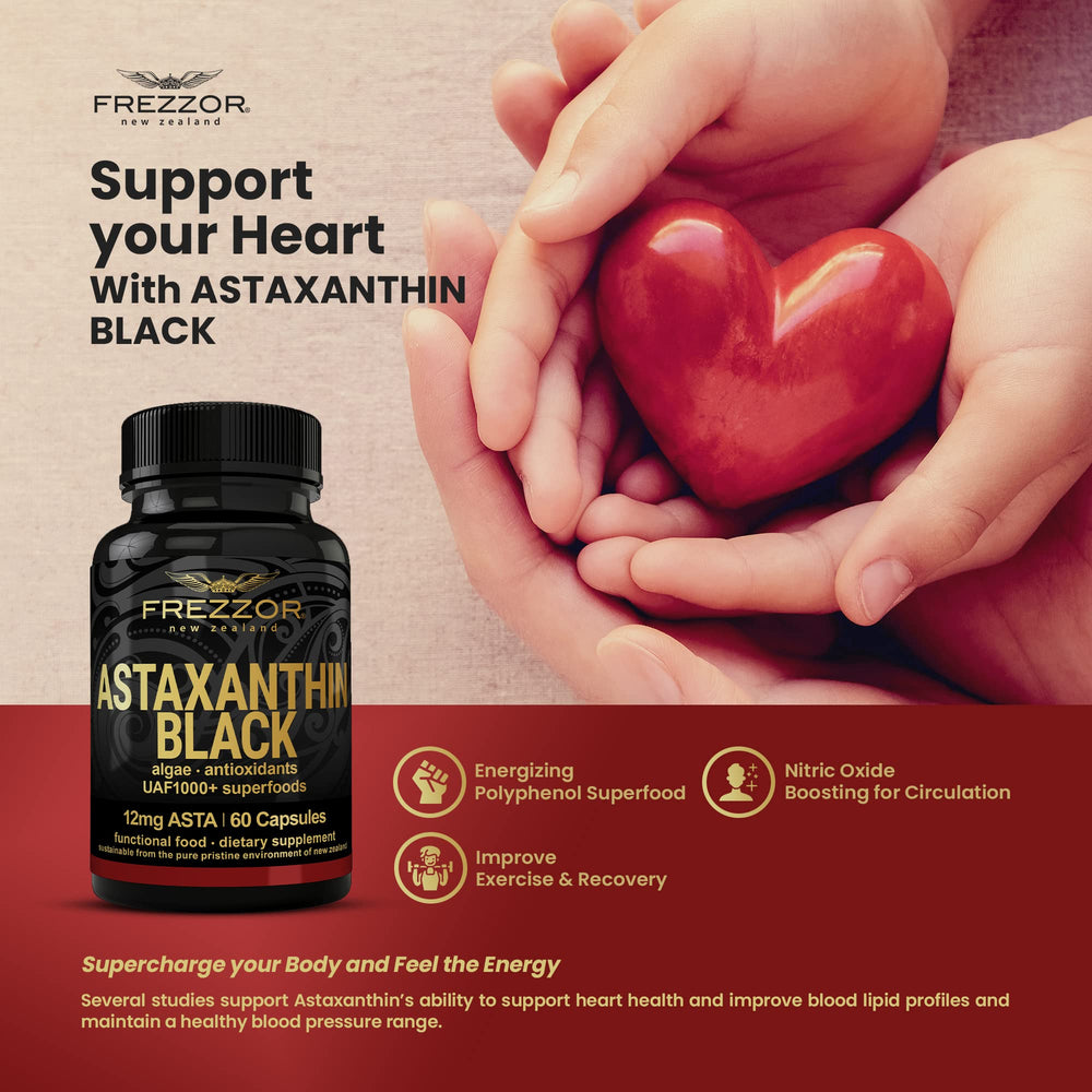 Nutrition facts panel of FREZZOR Astaxanthin Black
