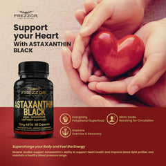 Nutrition facts panel of FREZZOR Astaxanthin Black