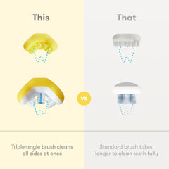 Close-up of soft silicone bristles on the infant toothbrush