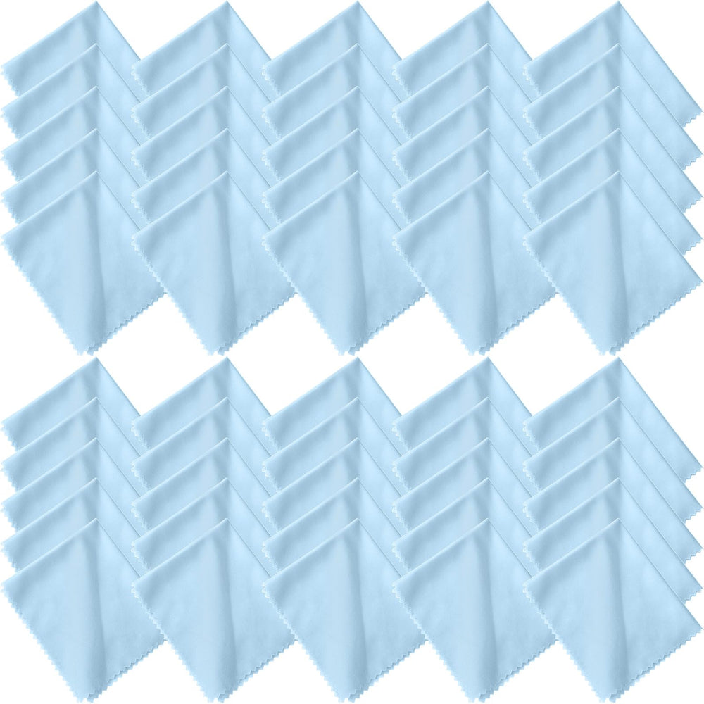 Blue microfiber cleaning cloth for glasses, size 7x6 inches