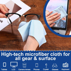 Close-up of blue microfiber fabric texture for gentle cleaning