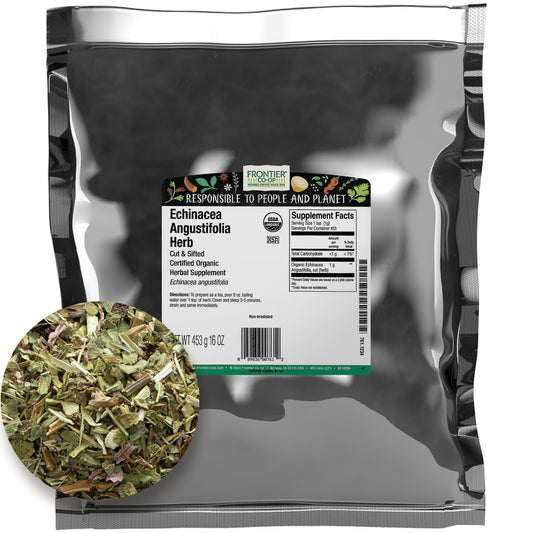 Frontier Co-op Organic Echinacea Angustifolia herb 1lb bulk bag cut and sifted