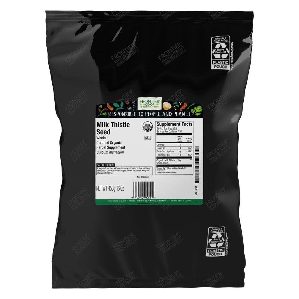 Frontier Co-op organic whole milk thistle seed 1lb front view