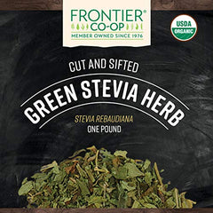 Bulk bag of Frontier Co-op Organic Green Stevia Herb, 1 lb