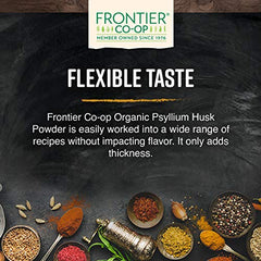 Frontier Co-op Organic Psyllium Husk Powder 1lb ingredients panel