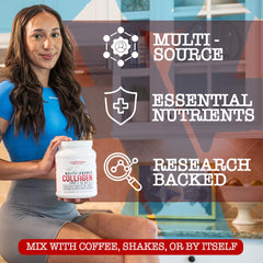 Athlete preparing a smoothie with collagen powder