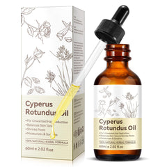 Frovetani Cyperus Rotundus Oil bottle pouring for easy application and moisturized skin.