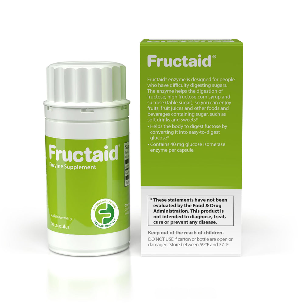 Fructaid capsules with water before a meal for fructose digestion