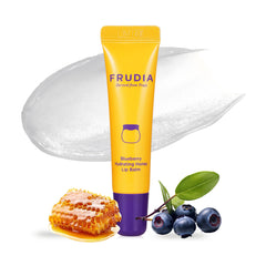 FRUDIA lip balm tube front view highlighting hydration from blueberry and honey