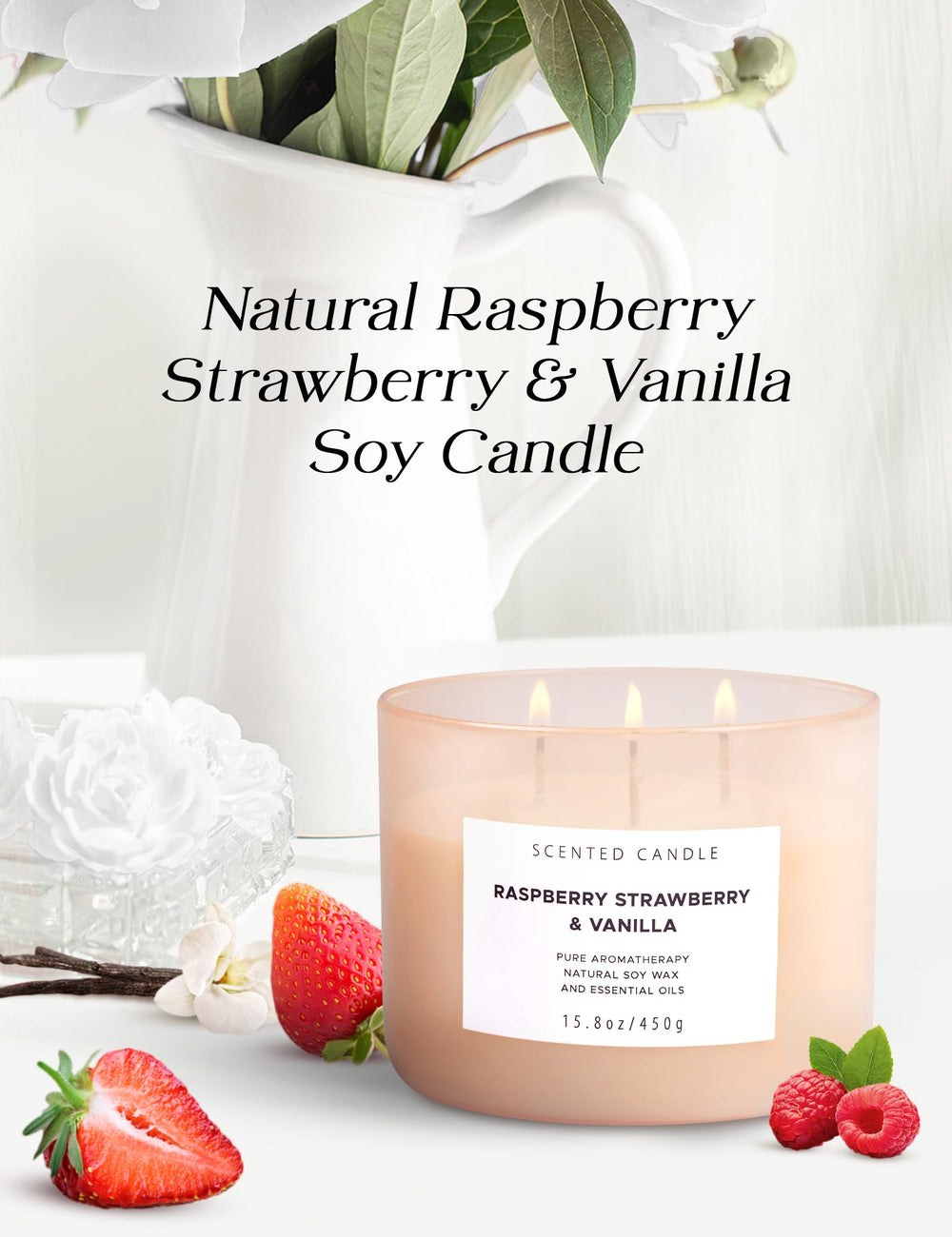 Ambient scene showing sweet fruit candle aroma in room
