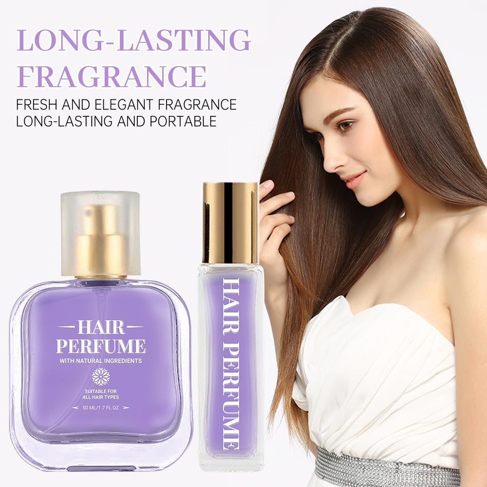 Fruity floral honey-infused hair perfume travel bottle, ideal for on-the-go scent.