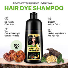 FSLHCY herbal 3-in-1 color shampoo demonstrates cleanse, color, and care