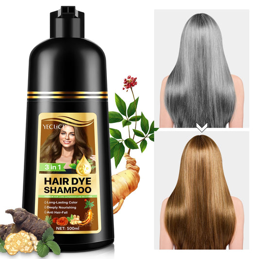 FSLHCY instant hair dye shampoo bottle with brown shade for gray coverage