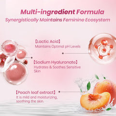 Fu Yan Jie Peach Leaf feminine wash hand-lather illustrates a hydrating, non-drying experience.