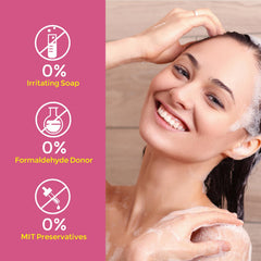 Fu Yan Jie Peach Leaf feminine wash label highlights boric acid-free, gynecologist-tested formula.