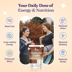 Low-caffeine instant mushroom coffee with 40 mg caffeine