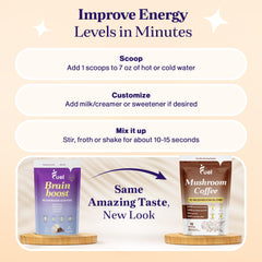 Close-up of collagen-enriched mushroom coffee blend