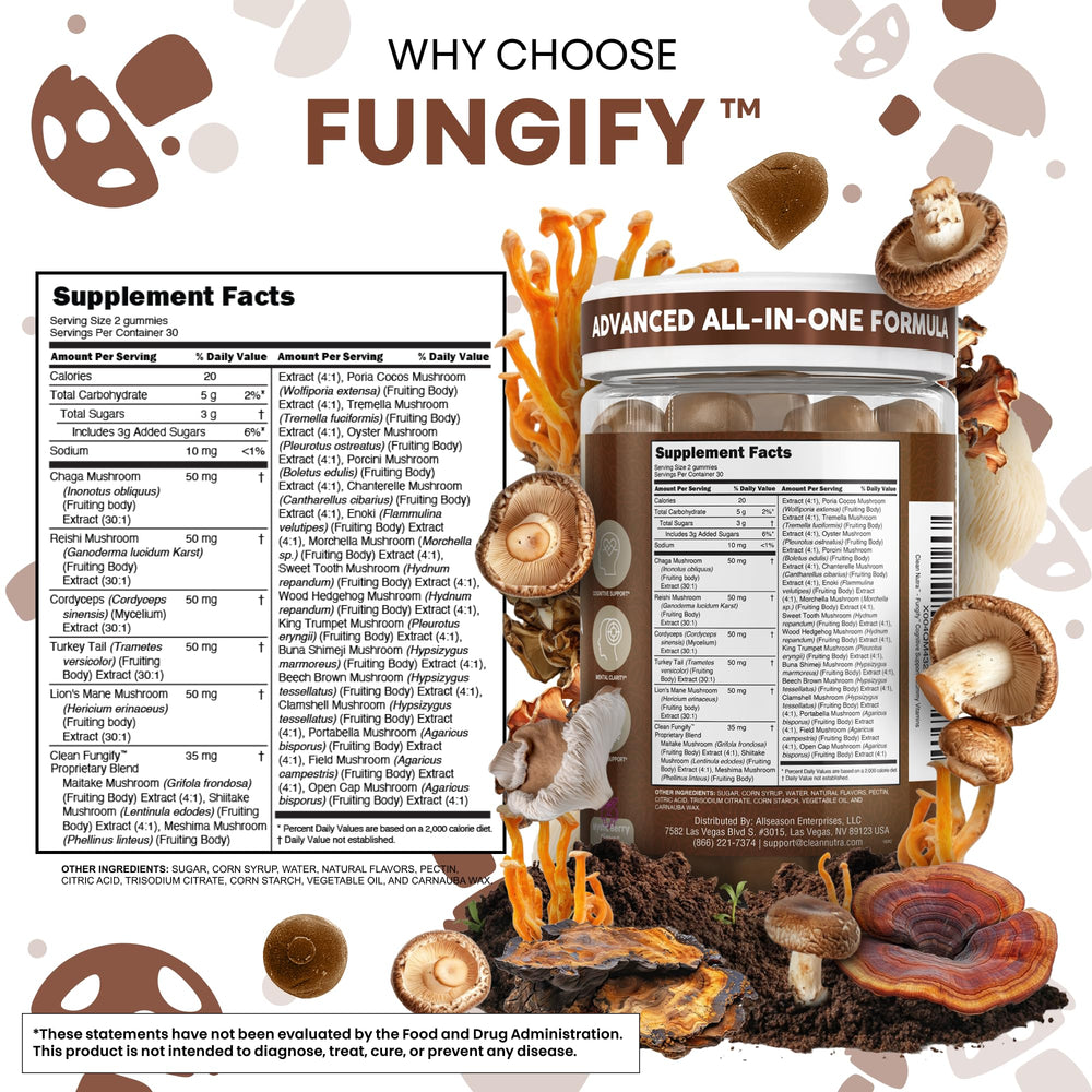 Illustration of full-spectrum mushroom blend for immune support