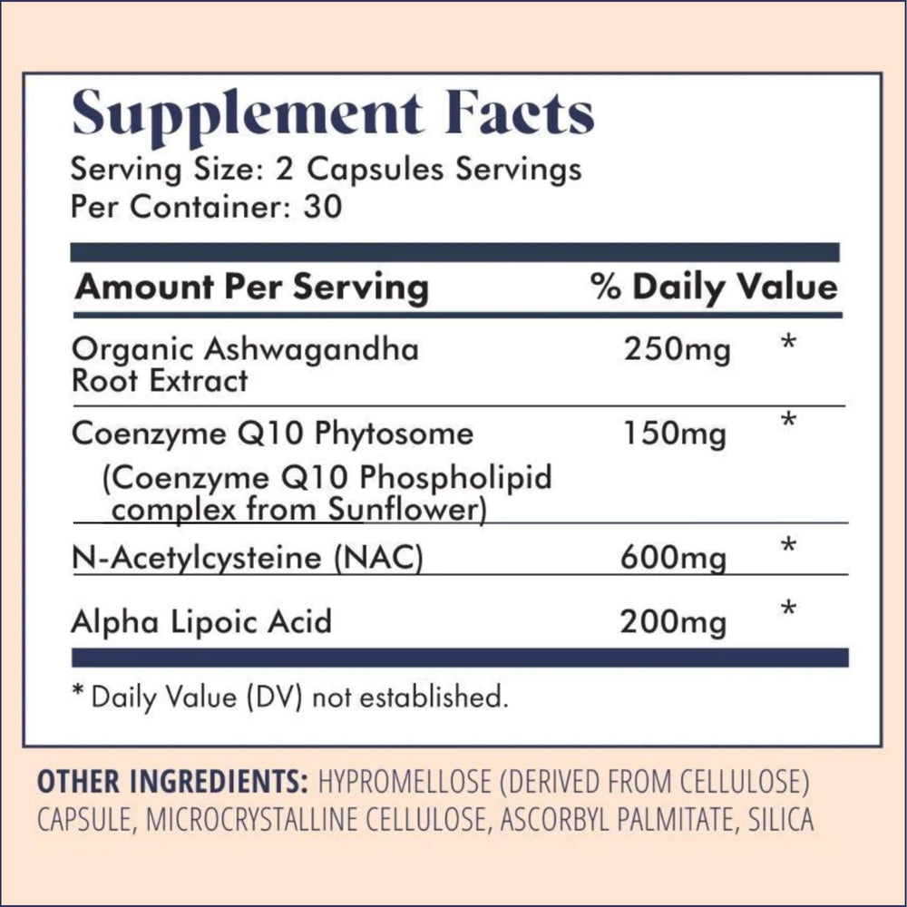 Serving size and servings per bottle shown on label