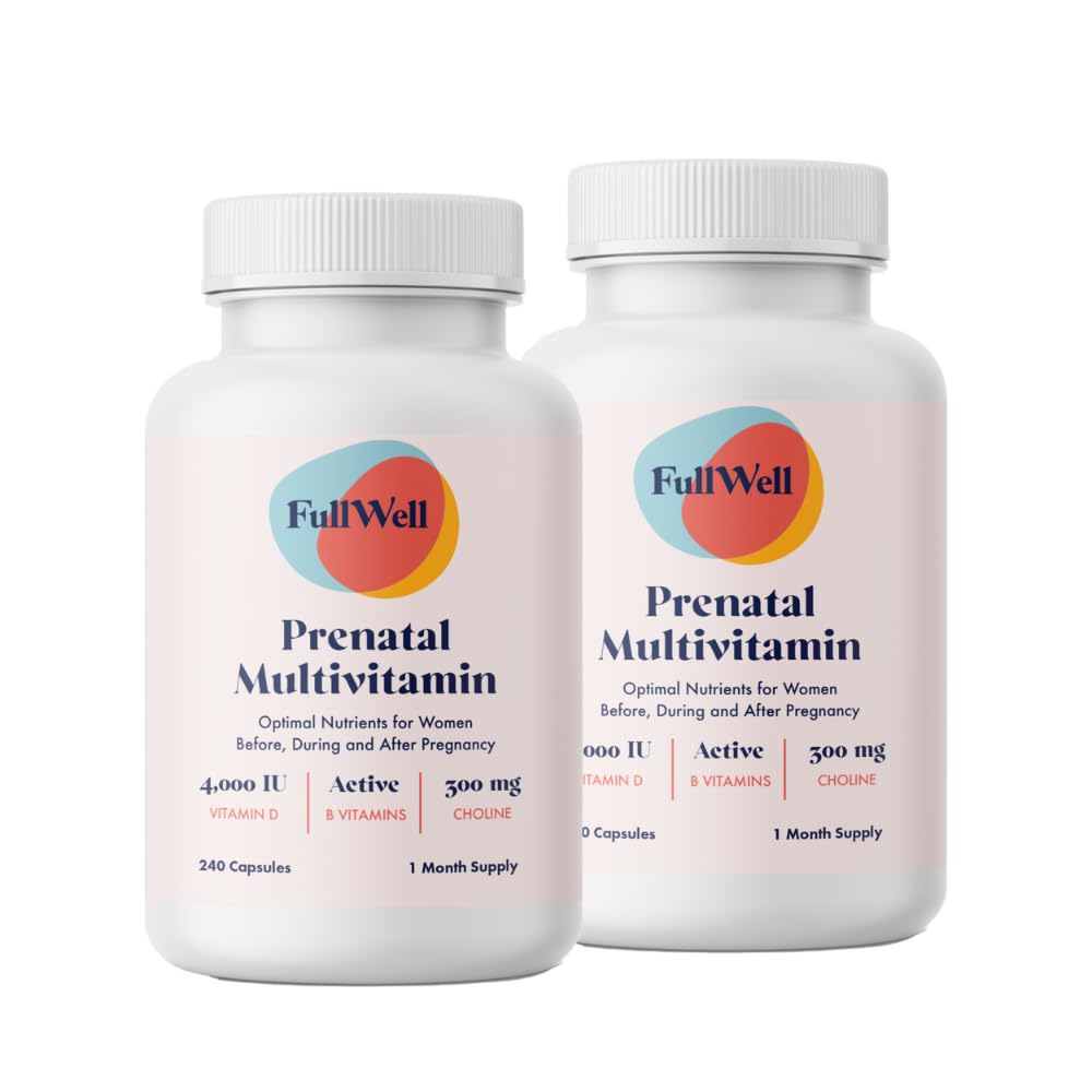 Front view of FullWell Prenatal Vitamins bottle