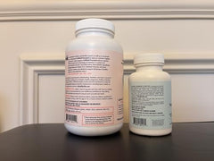 Close up of FullWell Prenatal Vitamin bottle label