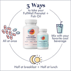 Healthy pregnancy nutrition concept with vitamins and fish oil