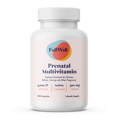 Front view of FullWell Prenatal Vitamins bottle