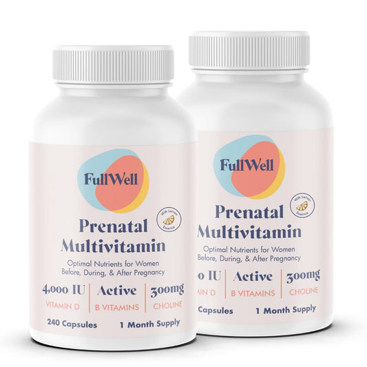 Front label of FullWell Prenatal Vitamins Lemon