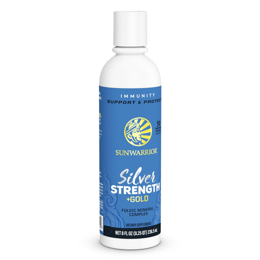 Front view of Sunwarrior Fulvic Acid Complex 8 oz Silver Strength bottle