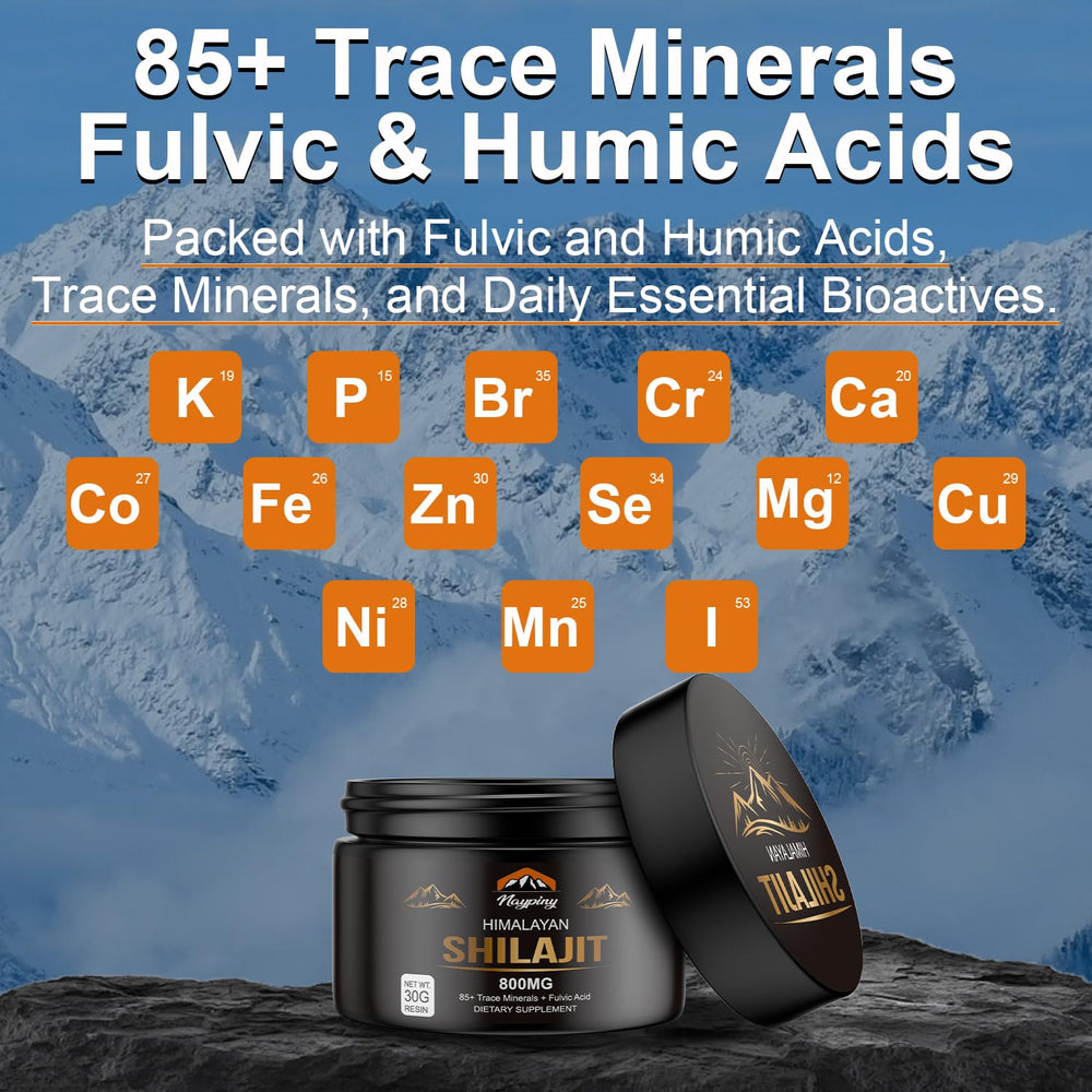 Shilajit resin ingredients showing fulvic and humic acids