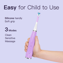Side view of purple FUMEIKANG kids toothbrush