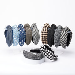 Funcosta knotted headband styled for workwear and casual looks