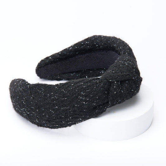 Funcosta knotted headband close-up shows soft fabric and refined knot for all-day wear