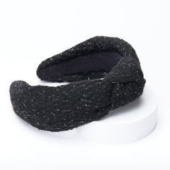 Funcosta knotted headband close-up shows soft fabric and refined knot for all-day wear