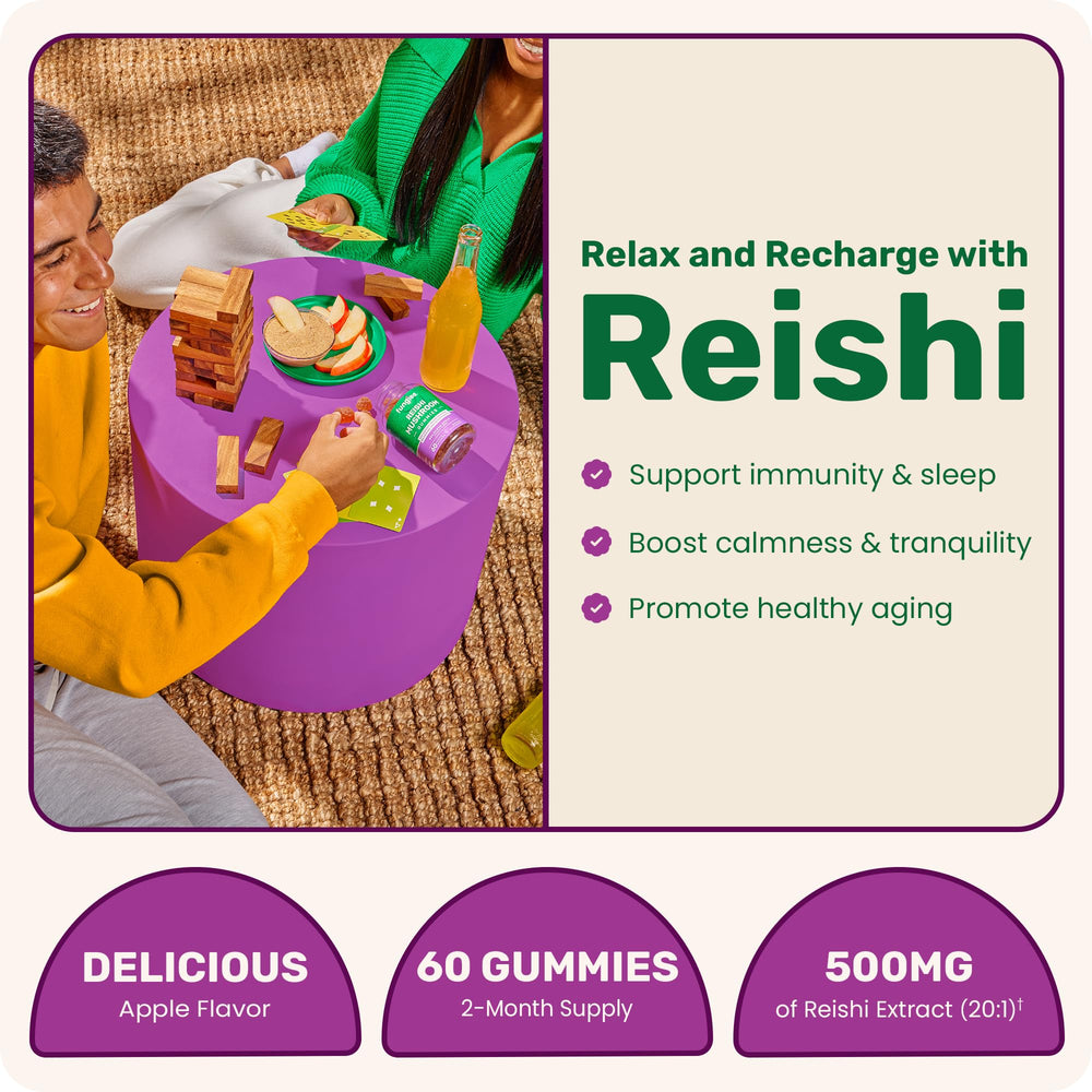 Bottle back view of Fungies Reishi Mushroom Gummies Apple flavor