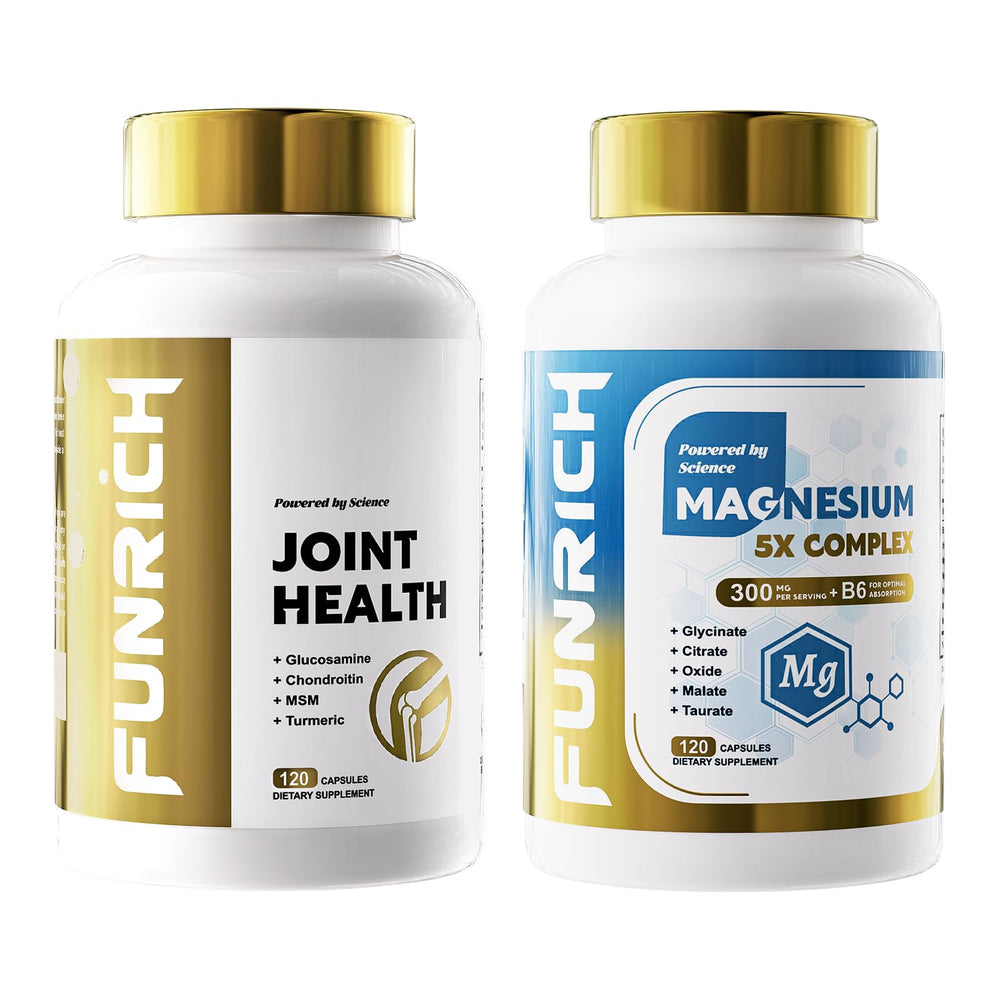 Front view of FUNRICH Glucosamine Chondroitin MSM & Magnesium Complex Set Bottle 1