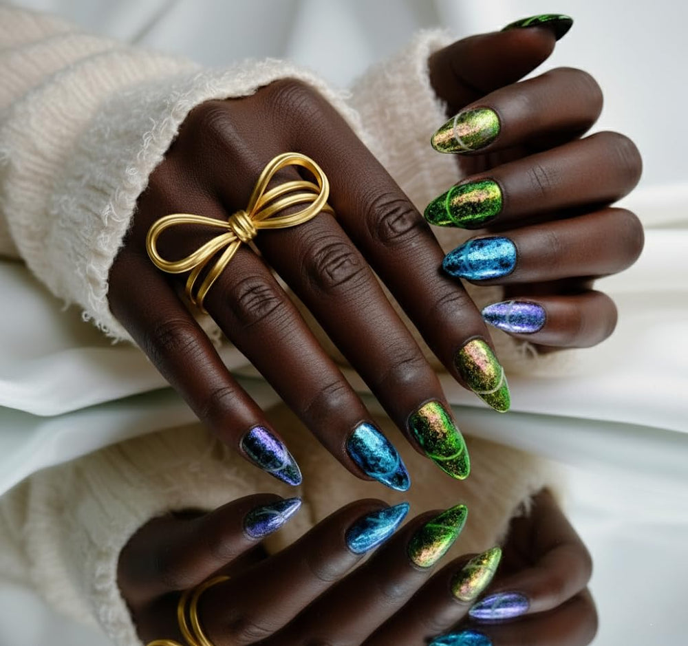 FURNUNUBI handmade press-on nails offering durable color and unique texture.