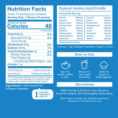 Label showing sustainably sourced marine collagen