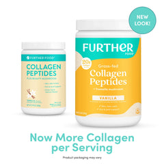 10.37 oz vanilla collagen powder bottle on kitchen counter