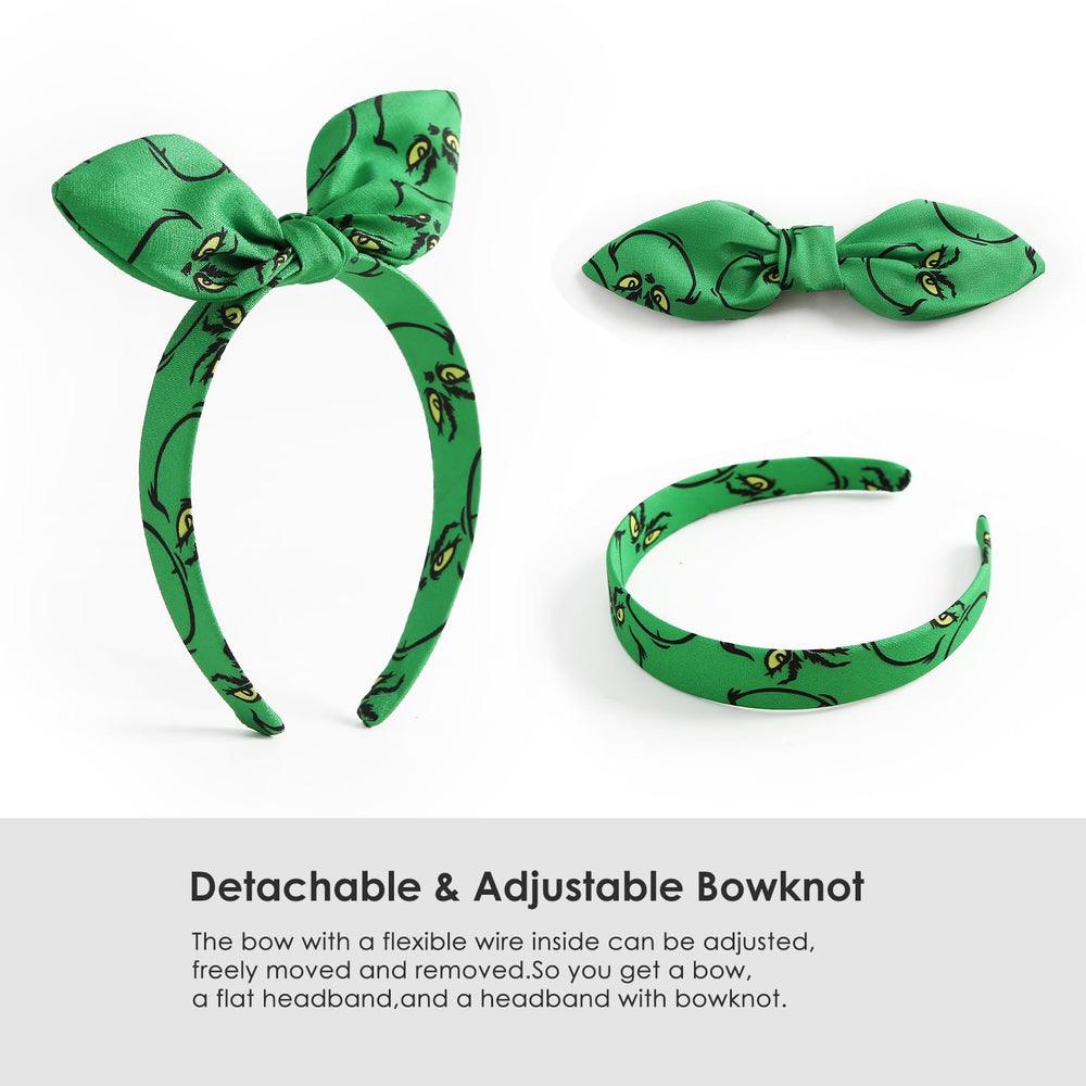 Furutonhe green monster-costume accessory with bow headband for themed parties