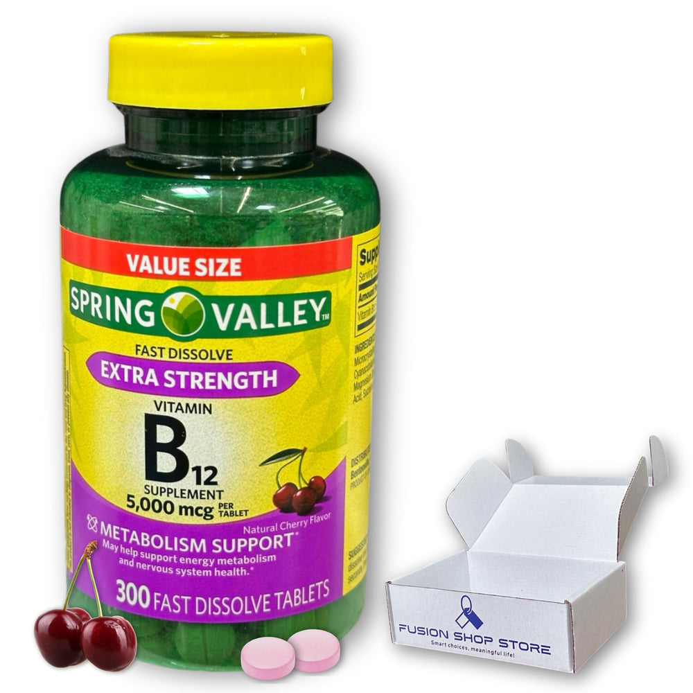 Fusion Shop Store B12 bottle with cherry flavor for easy daily supplementation.