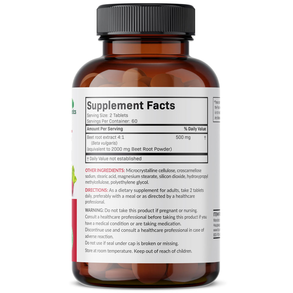 Close-up of Beet Root Extra Strength bottle label