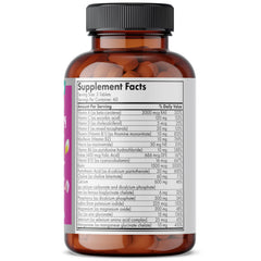 Close-up of bottle label showing Hair, Skin & Nails and 180 tablets