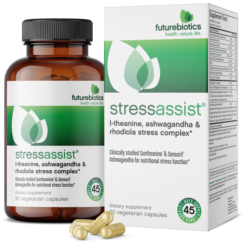 Futurebiotics StressAssist bottle with 90 vegetarian capsules
