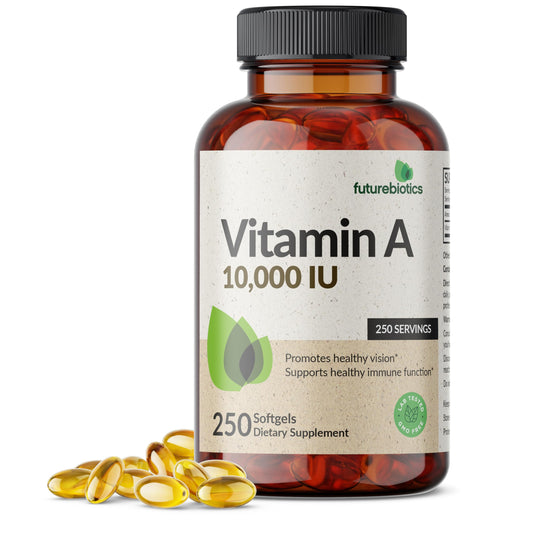 Bottle of Futurebiotics Vitamin A 10,000 IU softgels